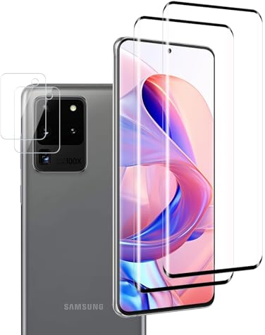 VideoSecu 2+2 Stück für Panzerglas für Samsung Galaxy S20 Ultra Kamera Schutzfolie, 9H Härte Blasenfreie Gehärtetes Glas Displayschutzfolie Touchgenauigkeit, Kratzfest, Vollständige Abdeckung