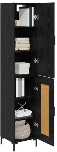 vidaXL Highboard Schwarz Eichen-Optik 34,5 x 34 x 180 cm Holzwerkstoff