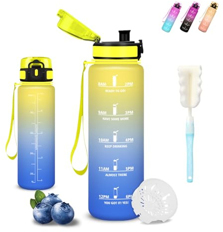 Mujigaga Gourde- 0.5l- Gourde Enfant, Anti Fuite, Gourdes Graduée pour 1 Journee, Facile à Nettoyer, Gourdes Graduée, Verrou de Sécurité, Bouteille d'eau pour École, Natation, Camping, Bureau, Voyage
