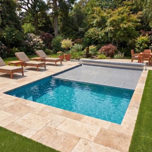 EDENEA - Bâche à Bulles Solaire Piscine 10 x 5 m - Epaisseur 500 Microns Premium - Bordée 4 Côtés - Technologie Alvéolaire Chauffante Anti Algues - Bleu/Gris
