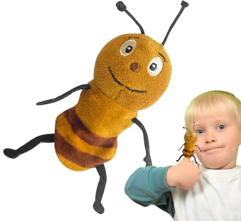 Tier Handpuppe - 9cm Weiche Plüsch Fingerpuppen Set | Insekten Puppen (Biene Schmetterling Marienkäfer Ameisē Raupe Libelle) Kinder Lernspielzeug