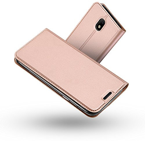 RADOO Coque Galaxy J3 2017,Ultra Mince en Cuir PU Premium Housse à Rabat Portefeuille Coque Étui de Protection Bumper Folio à Clapet avec [Fente pour Carte] pour Samsung Galaxy J3 2017 (Rose)