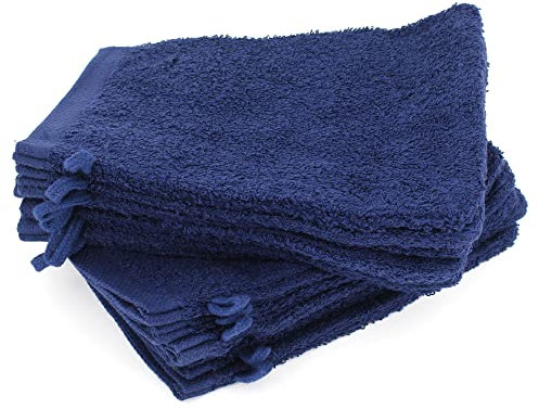 Lot de 12 Gants de Toilette 16x21 cm Alpha Bleu Marine