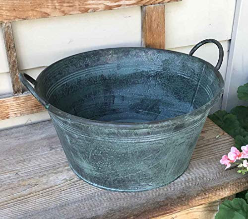 HFG Runde Deko-Pflanzschale D 34 cm Metall Pflanztopf Blumentopf Blumenschale Pflanzwanne