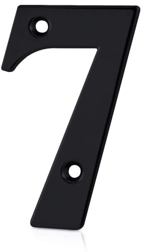 XFORT Matt Black Front Door Number 7, House Number Suitable for All Door Types including Wooden, uPVC, and Composite.