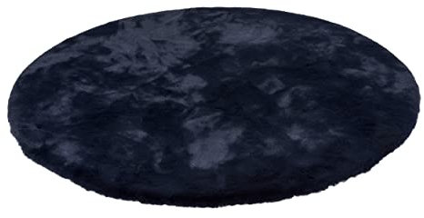 Schöner Wohnen Kollektion Kunstfell Teppiche Tender – hochflor Shaggy Matten – Modellart rund – luxuriöser Fellteppich – Vorleger mit Fellimitat – (Nachtblau, 120 cm Ø)