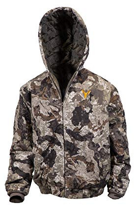 HOT SHOT Youth Isolierte Twill Camo Jagdjacke, Schleier-Cervidae Camo mit Baumwollschale, für kaltes Wetter, Vögel und Hirsch Jagd - Grün - Small
