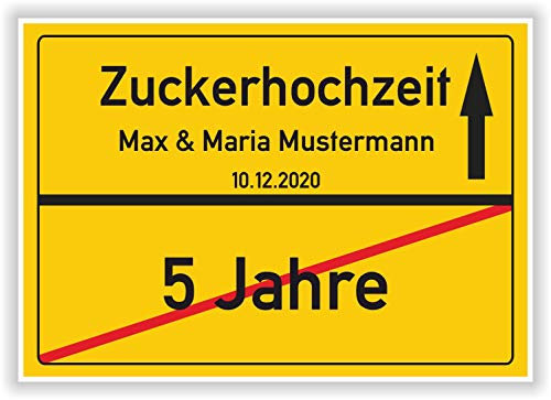 Zuckerhochzeit Geschenk persönliches Ortsschild Bild 6 Hochzeitstag Geschenkidee personalisierte Kunstdruck Karte Karte mit Namen und Datum Mann Frau Party Deko 6 Jahre verheiratet