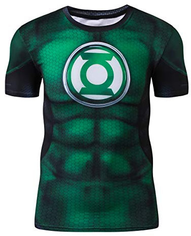 Nessfit Mens Compression Superhero T-Shirt Base Layer Gym Short Sleeve Top Running Thermal Workout (Medium, Superhero 9)