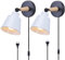 TOKIUS 2 Stücke Wandleuchten, Moderne Wandlampe aus Metall und Holz Deko E27 Fassung Verstellbarer Wandbeleuchtung Innen Wandlampe für Schlafzimmer Wohnzimmer Korridor (Weiß, Mit Stecker Schalter)