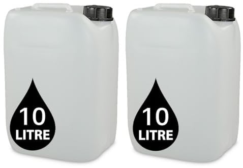 PowerChem 2 x 10L JERRY CAN - UN Approved Stackable Bottle Container + 51mm Tamper Evident Cap | Perfect for Storage of Water Liquid NATURAL