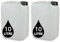 PowerChem 2 x 10L JERRY CAN - UN Approved Stackable Bottle Container + 51mm Tamper Evident Cap | Perfect for Storage of Water Liquid NATURAL