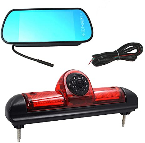 Farb-Rückfahrkamera in 3. Bremsleuchte Dach Kamera in 3. Bremsleuchte für Ducato Relay Jumper Boxer 2006-2021 + 7 Zoll DVD Monitor TFT Bildschirm LKW KFZ LCD Display