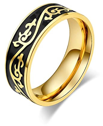 Wycian Goldene Ringe Frauen, Ring Edelstahl Männer Vintage-Rattanstreifen Größe 60 (19.1) Elegant Verlobung Ringe für Unisex