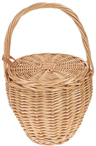 Cabilock 1 X Lunch-Tasche Handtasche Einkaufstasche Korbgeflecht Blumenkorb Geldbörsen Für Damen Tragetasche Seegras-Körbe Reise-Organizer Einkaufstasche Gekreuzter Gewebter
