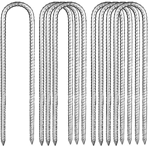 YOUNTHYE 8PCS Tent Pegs Metal Heavy Duty 12 inch, 30cm Galvanised Steel Ground Pegs Heavy Duty Trampoline Pegs Ground Stakes for Tents, 9mm thick Football Nets Bouncy Castles