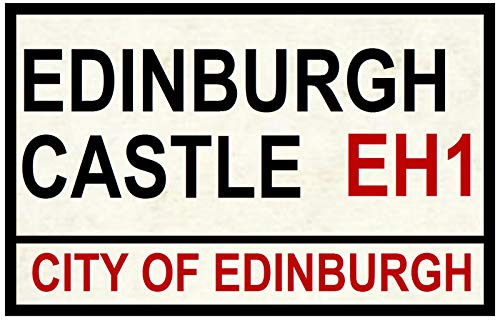 Cartello stradale (Castello di Edimburgo), targa metallica in alluminio, 20 x 30 cm