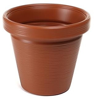 Large Plastic Round Flower Pot Planter Garden Decoration Plant Pot Outdoor, Planters, Patio, Garden, Home Décor, Porch (55cm, Terracotta)