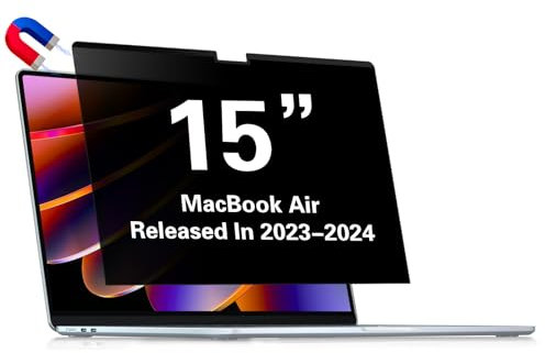 LUSA DESIGN Magnetischer Blickschutz für Microsoft Surface Laptop, abnehmbarer Displayschutz mit Anti-Blendschutz, Blaulichtfilter (MacBook Air 15 Zoll (2023–2024, M2, M3))
