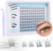 JIMIRE Self Adhesive Eyelashes Natural Pre Glued Lash Clusters No Glue Needed Press on Lashes Wispy Reusable Self Adhesive Cluster Lashes Eyelash Clusters Easy to Apply 9-12MM