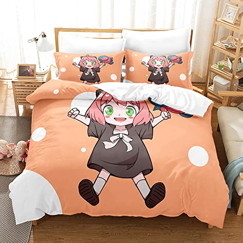 Ste-X Bettbezug Für Teenager Und Erwachsene SPY×Family Bettwäscheset Mit 2 Kissenbezügen Bettbezugset Mit Reißverschluss (135x200cm,Anya 05)