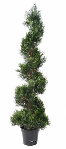 Artificielles.com - Artificial Cypress in Pot for Outdoor Spiral Shape H 150 cm - Height: 150 cm - Colour: Green