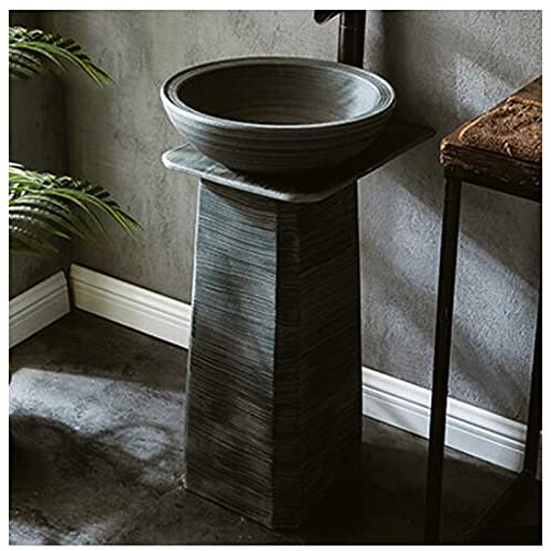 SnamicE Keramikwaschbecken Handgefertigtes Standwaschbecken Standwaschbecken für Innen und Außen, 44 x 40 x 80cm,I-,I-
