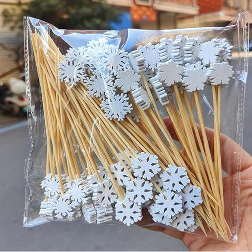 BBASILIYSD Palillos de cóctel de Navidad, árbol de Navidad, copo de nieve, alce, Papá Noel, palillos de dientes, aperitivos, brochetas de frutas, sándwich, cupcakes, palillos de dientes, para
