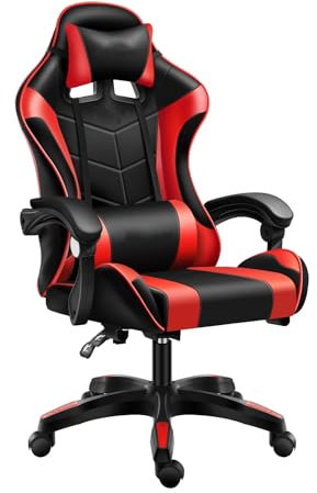 Ergonomischer Gaming-Stuhl mit verstellbarem Rückenlehnenwinkel für Home Office und Gaming Bequemer Drehstuhl für Gamer und Streamer