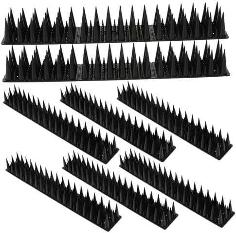 OFFSCH 8pcs Black Plastic Spikes for Outdoor Use, Reusable Cat Proof Fencing to Prevent Animals from Landing and Perching on Farms and Streetlamp Tops