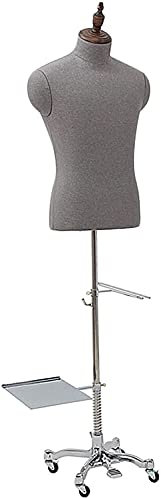 MYVVKIA Schneiderpuppe, Schneiderbüste, männliche Schaufensterpuppe, höhenverstellbar, mit Schuh- und Hosenständer, rollendes Schneiderbüstenmodell, Bekleidungsgeschäft, Ausstell