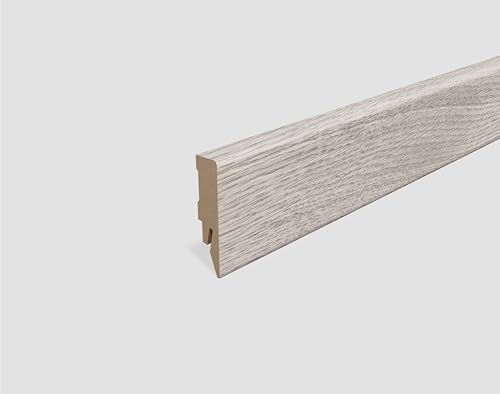 EGGER Sockelleiste Eiche grau L656 | neues kubisches Profil | passend zu Fußboden Elva Eiche grau