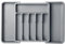 Urbanony Large Cutlery Drawer Organiser Expandable, 33-57x38cm Utensil Tray with 8 Compartments + Bonus Microfiber Cloth, Kitchen Drawer Divider for Spoons, Forks, Knives, Silverware Storage, Grey