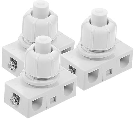 JEWEDECO 3 Stück Selbstverriegelnde Drucktaster Aus Abs Kompakt Weiß Schraubmontage Ersatz Für Haushaltsbeleuchtung Und Geräte