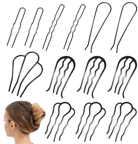HJZHII 13 Pièces pince chignon,Epingle Cheveux Femme,Peigne Chignon Fourchettes À Cheveux En Métal torsadés Pour Chignons Femme Accessoires