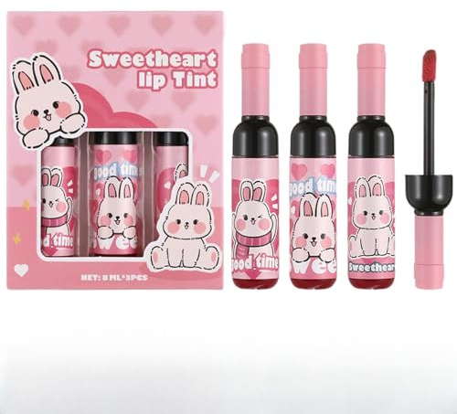 Lip Stain | 3 Colors Pigmented Lip Stain Set | Wine Bottle Shape, Long-Lasting, Daily Makeup For Women Girls Mother Or Girlfriend