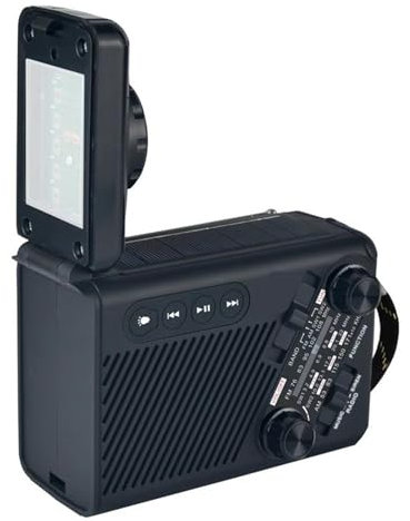 Rrlihjgu 16 X9.6 Cm Am FM Radios A Pilas 5 En 1,Cargador USB,Radio De Manivela De Energía Solar,Am/FM con Lámpara Lectura, Linterna, SOS Portátil Supervivencia para Viajes, Camping, Senderi