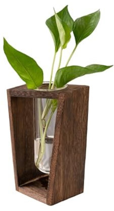TXLEAPEY Vaso di Legno, Decorazione for Composizione Floreale idroponica, Fiori secchi, Contenitore for edera Verde coltivata in Acqua(Brown)