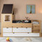 Seyakany Lit cabane Enfants 90x190 et 90x200 avec Bureau gigogne,lit Enfant avec Rangement,lit Double Enfant avec tiroirs et gigogne,Mezzanine 2 Places,pin+MDF, Blanc+Naturel