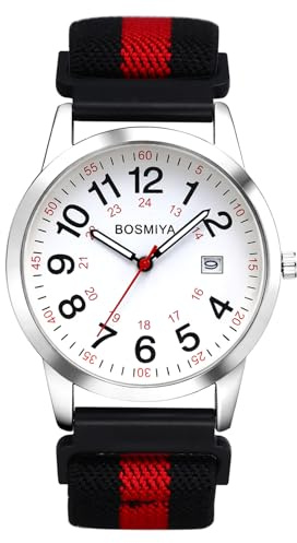 OIDEA Herren Armbanduhr Geflochten Elastisch: Bohemian Nylon Armband Analog Quarz mit Großer Arabischer Zifferblatt Herrenuhr Datum 24 Stunden Hippie Boho Stil Geschenk für Männer Frauen