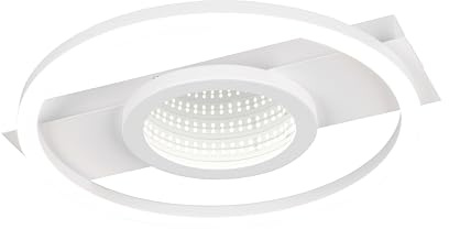 Reality Leuchten LED Deckenleuchte Wheeler R64801131, Metall Weiß matt, Kunststoff, inkl. 16 Watt LED, Infinity Mirror Effekt