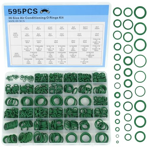 O Ring Sortiment Dichtungsringe Set, 595 Stück Gummiringe Dichtringe Auto | 36 Größen Ölfeste O-Ringe, Gummi Dichtungen, Dichtungsring Ø 3-22 mm, NBR Dichtung für Klimaanlage Hobbyhandwerker