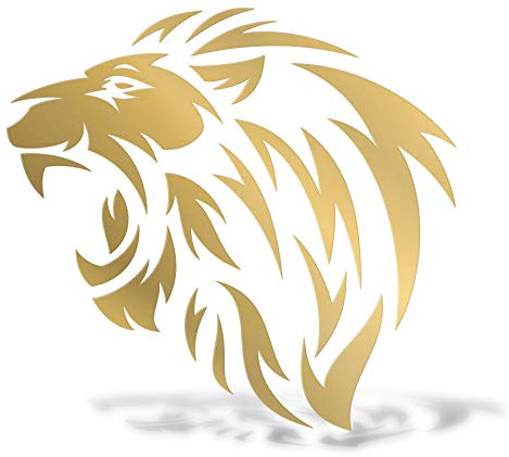 ERREINGE STICKER PRESPAZIATO ORO 12cm - Leone Tribale SX - Adesivo Decal Decalcomania Vinile Murale Laptop Auto Moto Casco Camper