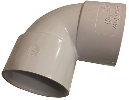 Pack of 2 - Solvent Weld 32mm Waste Pipe 90 Degree Knuckle Bend - White