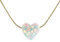 White Opal Heart Necklace Charm 14k Gold Filled cable-wire,Length 16 inch /41 cm+extender