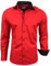 Subliminal Mode - Repassage Facile Chemise Homme Col Bicolore Uni Manches Longues Coupe Slim Business Idée Cadeau, Noël, Saint Valentin RN44,3XL,Rouge