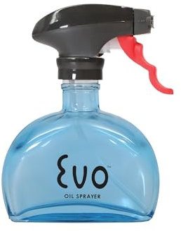Evo Oil Sprayer 8116BL Evo - Botella pulverizadora con gatillo sin aerosol, para aceites de cocina de oliva, vidrio, color azul