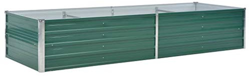 Festnight Fioriera da Giardino Grande Rettangolare in Acciaio Zincato Grigio/Verde 240x80x45 cm/320x80x45 cm