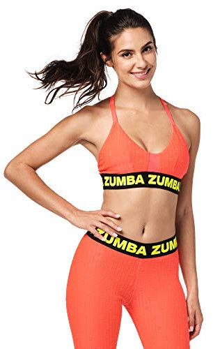 Zumba Womens Atmungsaktive Sexy Fashion Workout Bralette Damen mit Trägern Sports Bra, Bold Coral, XS
