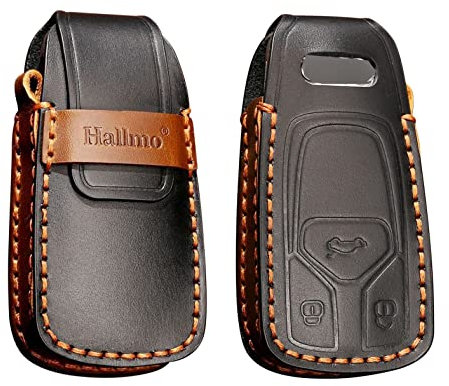 ontto Leder Autoschlüssel Hülle Passt für Audi A4 S4 RS4 A4L A5 F5 A6L A8 S8 S5 Q5 SQ5 S7 Q7 SQ7 TT TTS Fernbedienung Cover Schlüsselhülle Schlüsselanhänger Schlüssel Schutz Etui 3 Tasten-Schwarz A
